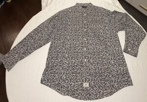 Lawton Harbor Mens Large Floral Leaf Print Button Down Shirt Long Sleeve Cotton